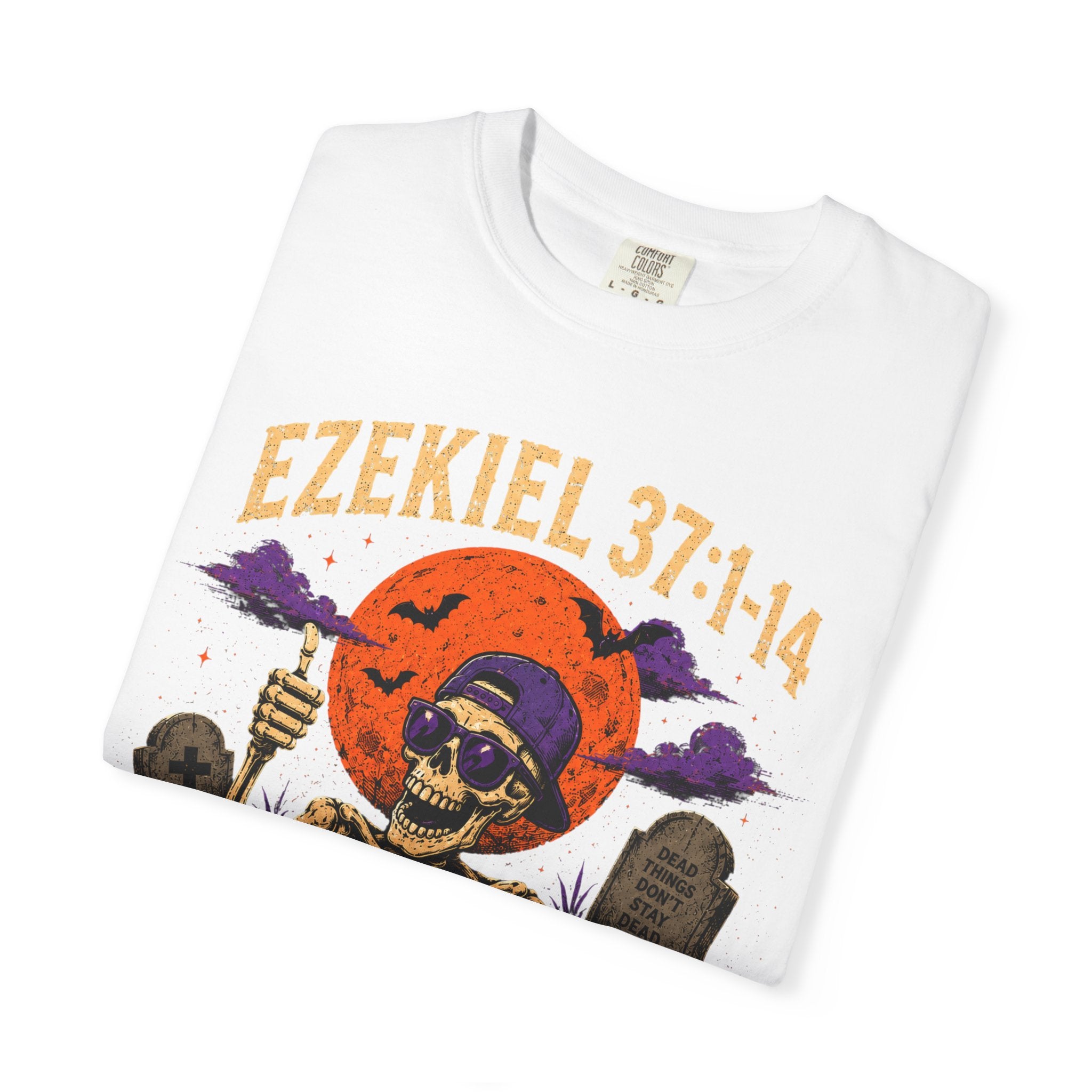 T-Shirt — 'Ezekiel 37:1-14 New Life' Skeleton Graveyard Graphic