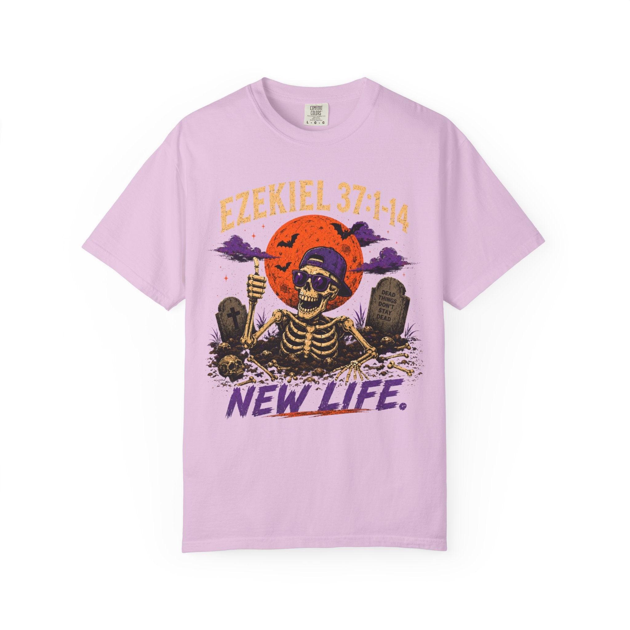 T-Shirt — 'Ezekiel 37:1-14 New Life' Skeleton Graveyard Graphic