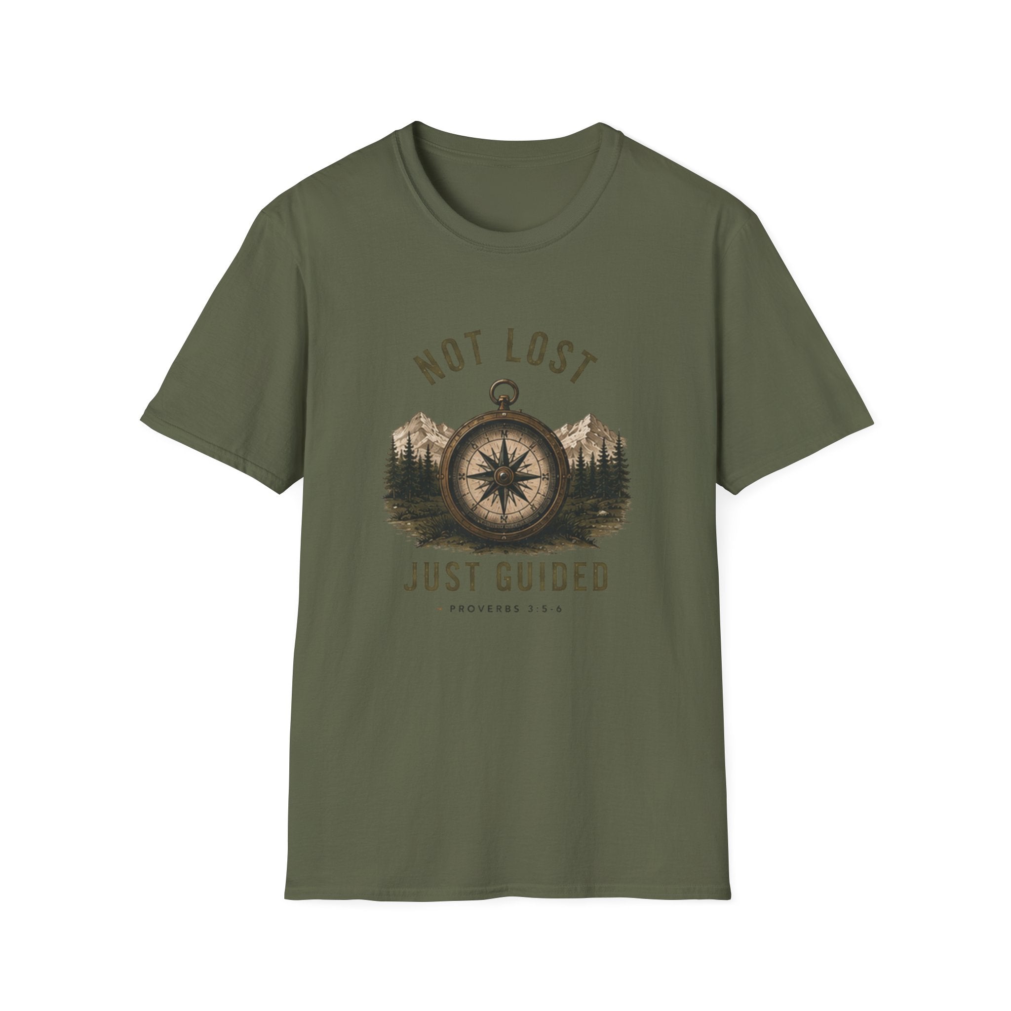 Not Lost Just Guided Compass T-Shirt — Adventure Mountain Faith Graphic Tee