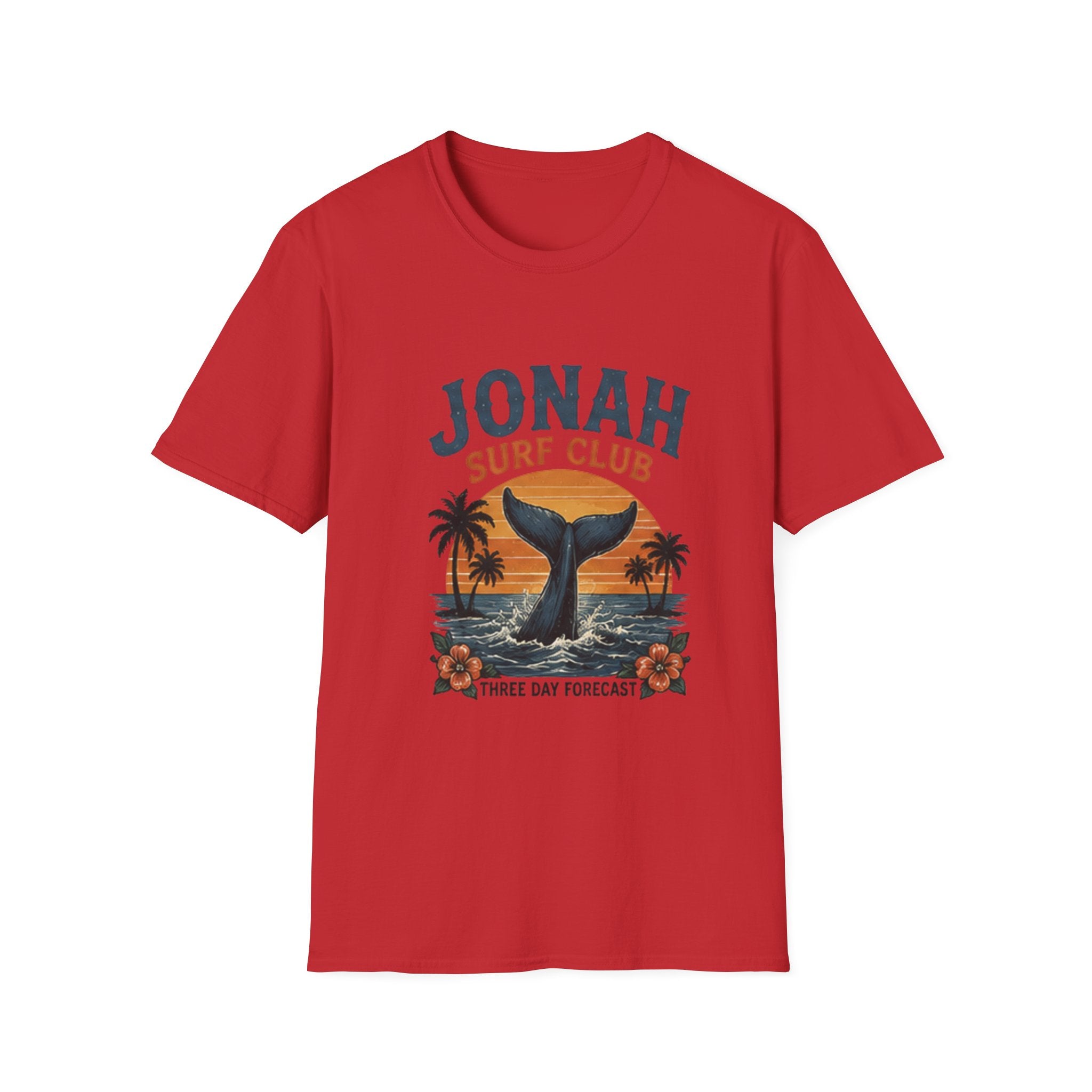 Jonah Surf Club T-Shirt — Vintage Whale Tail Sunset Surf Tee
