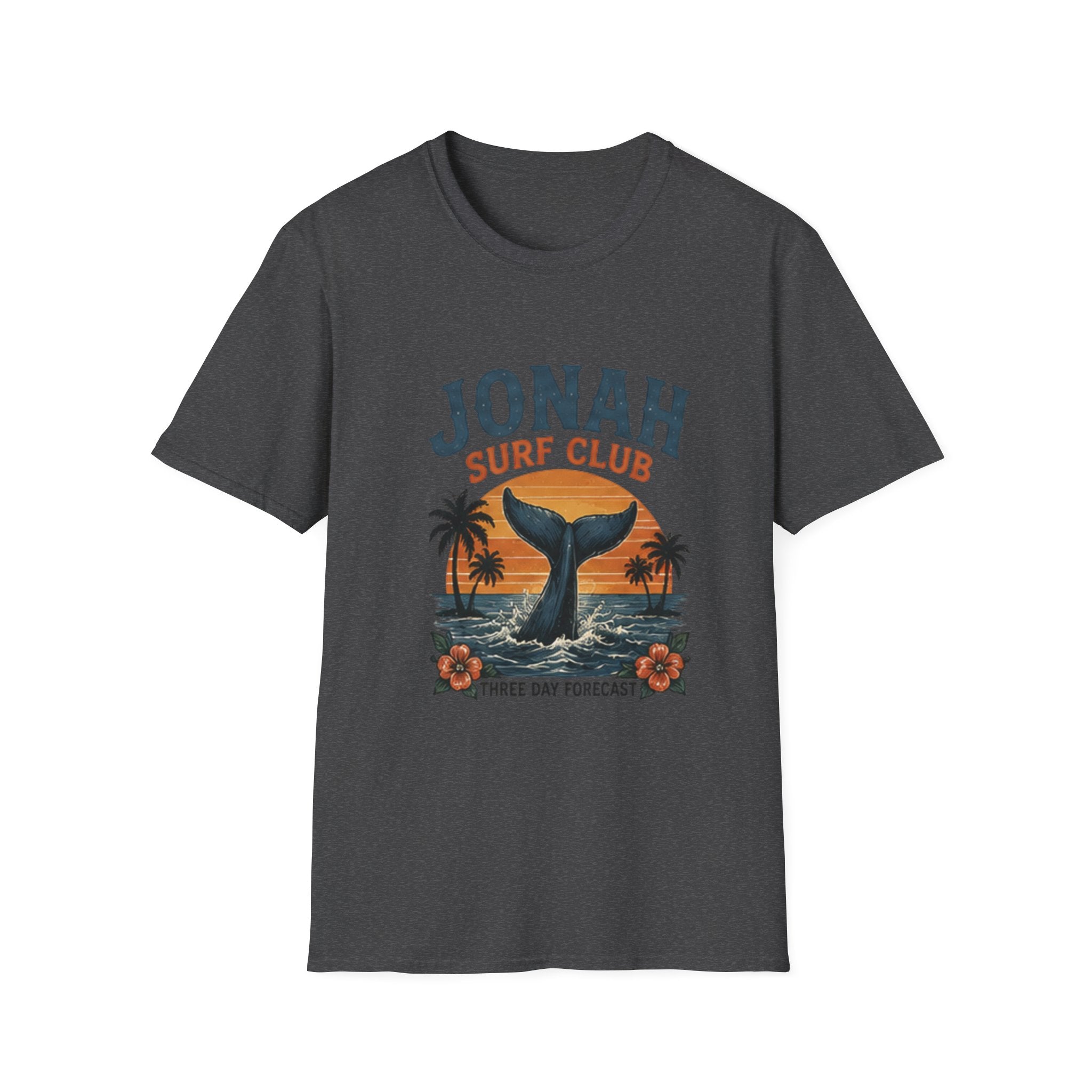 Jonah Surf Club T-Shirt — Vintage Whale Tail Sunset Surf Tee