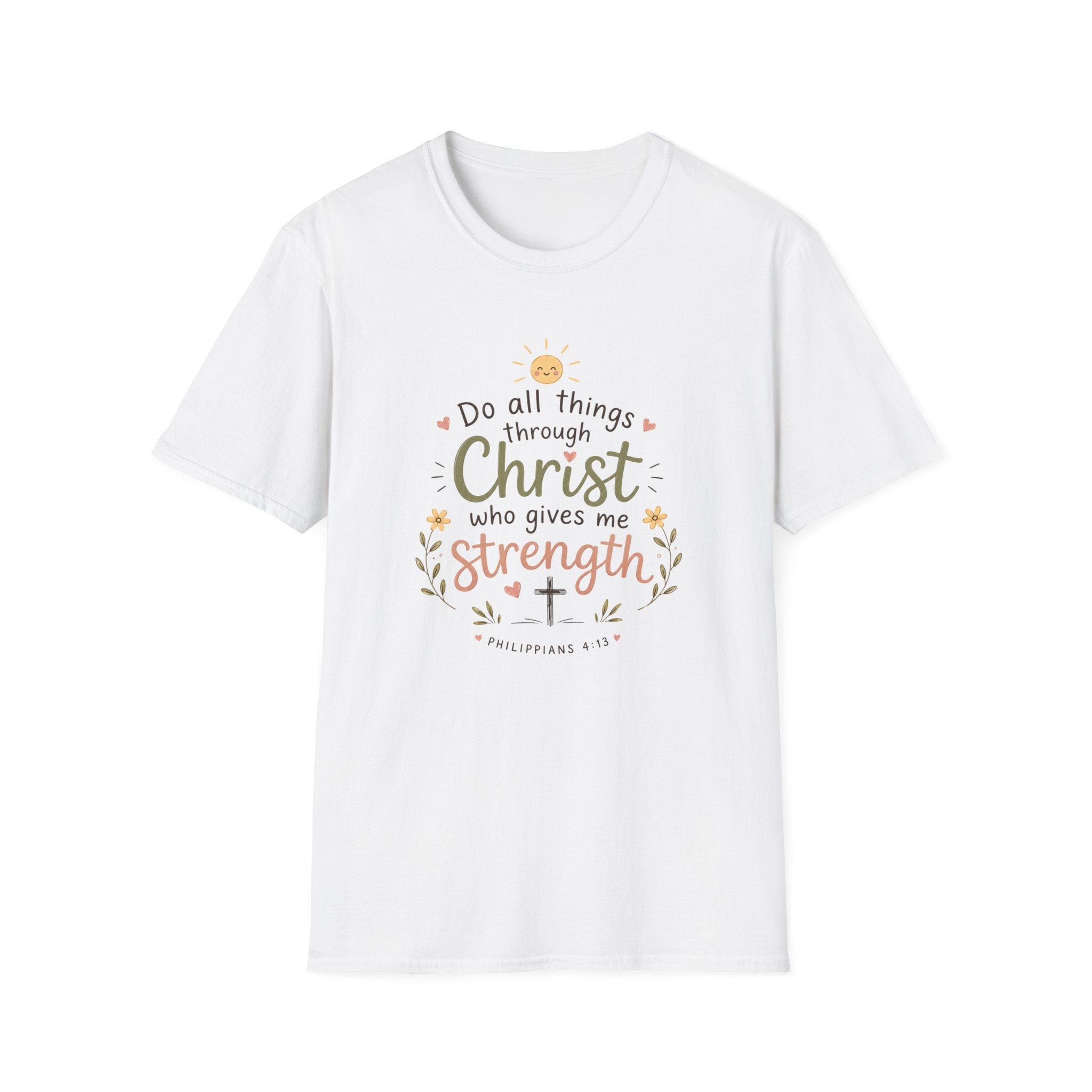 Christian Faith T-Shirt — "Do All Things Through Christ Who Gives Me Strength" Inspirational Tee