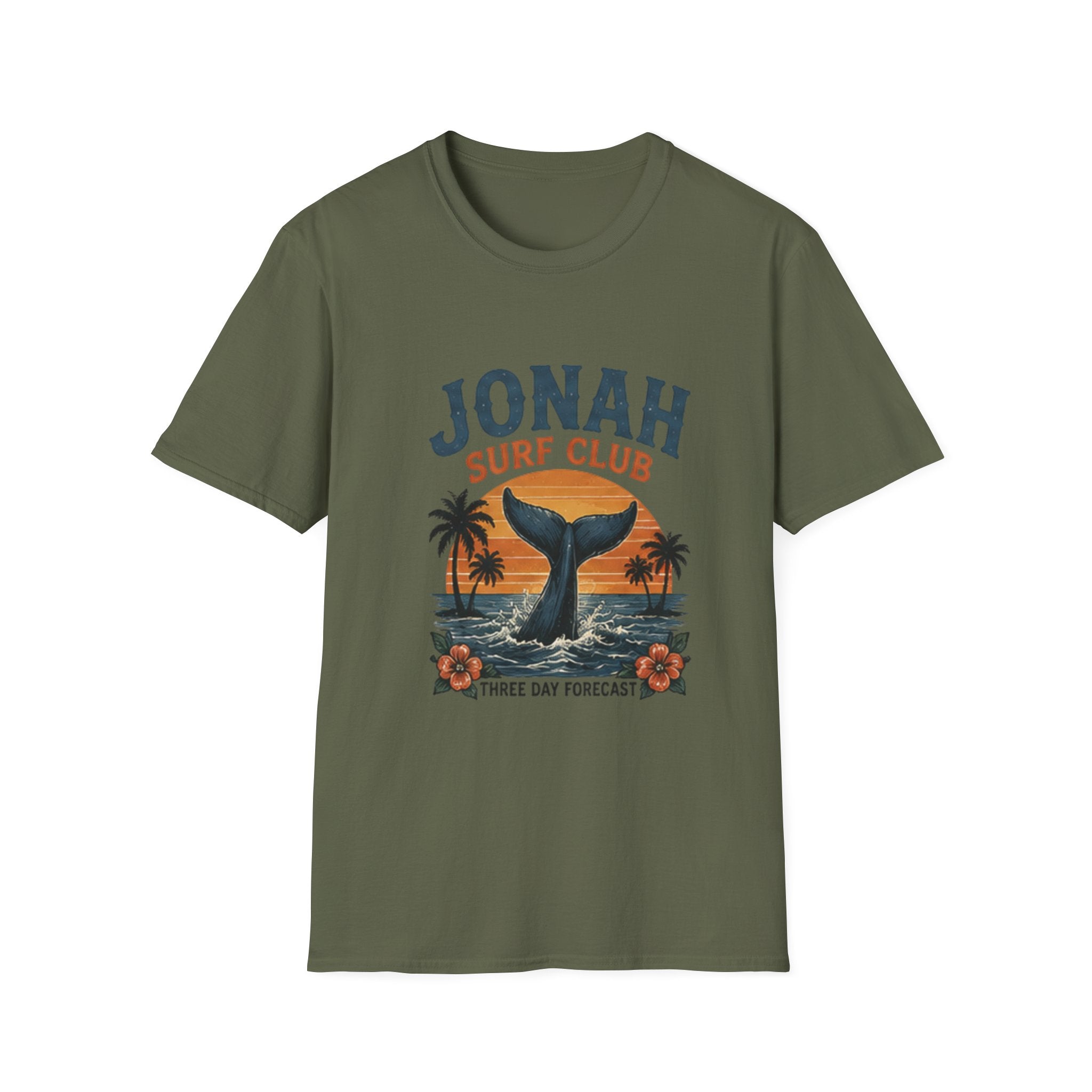 Jonah Surf Club T-Shirt — Vintage Whale Tail Sunset Surf Tee