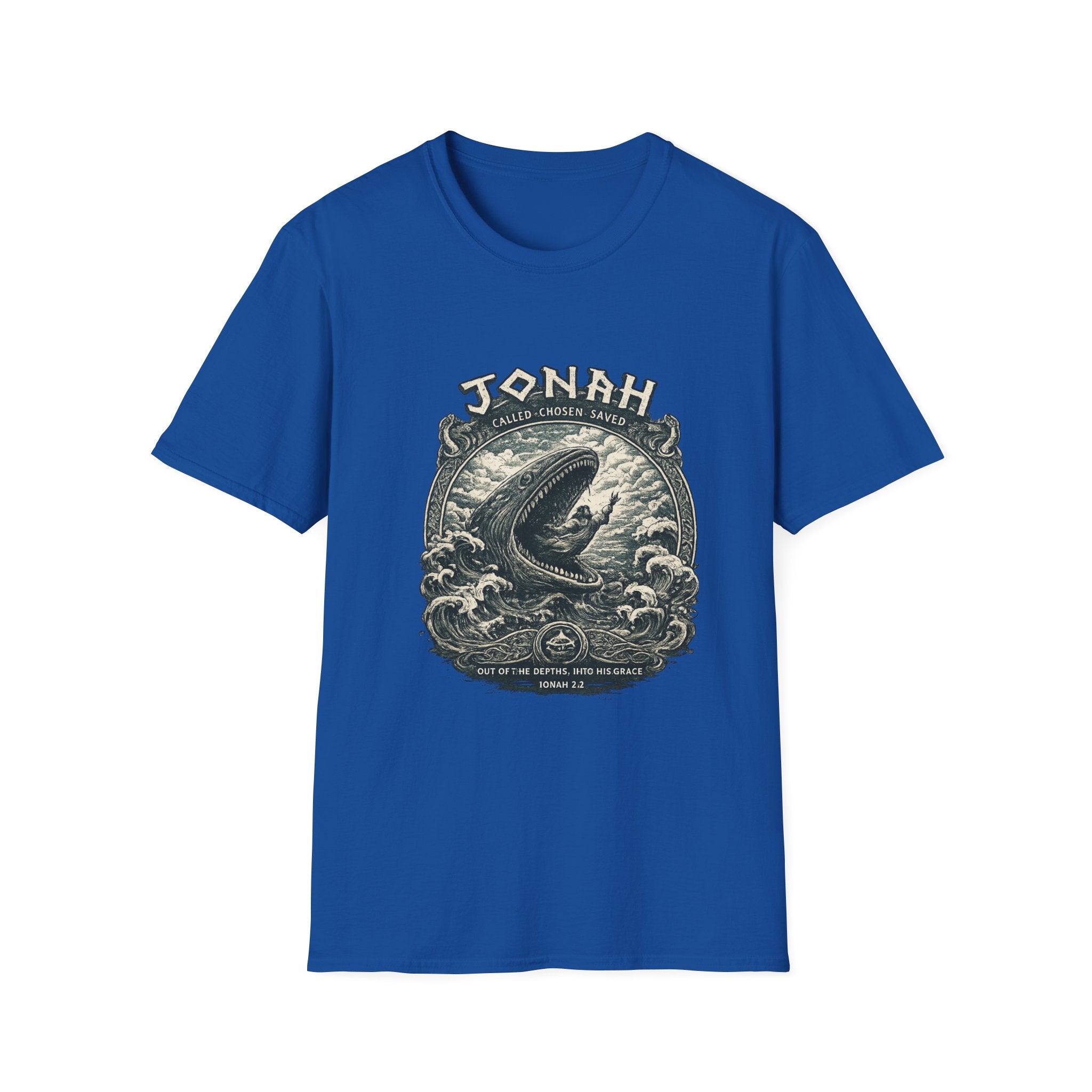 Jonah Whale Graphic T-Shirt — "He Is Greater" Nautical Christian Shirt