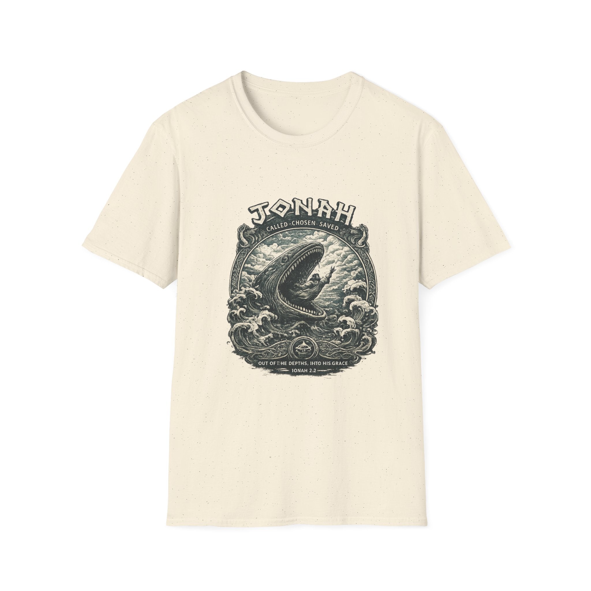 Jonah Whale Graphic T-Shirt — "He Is Greater" Nautical Christian Shirt