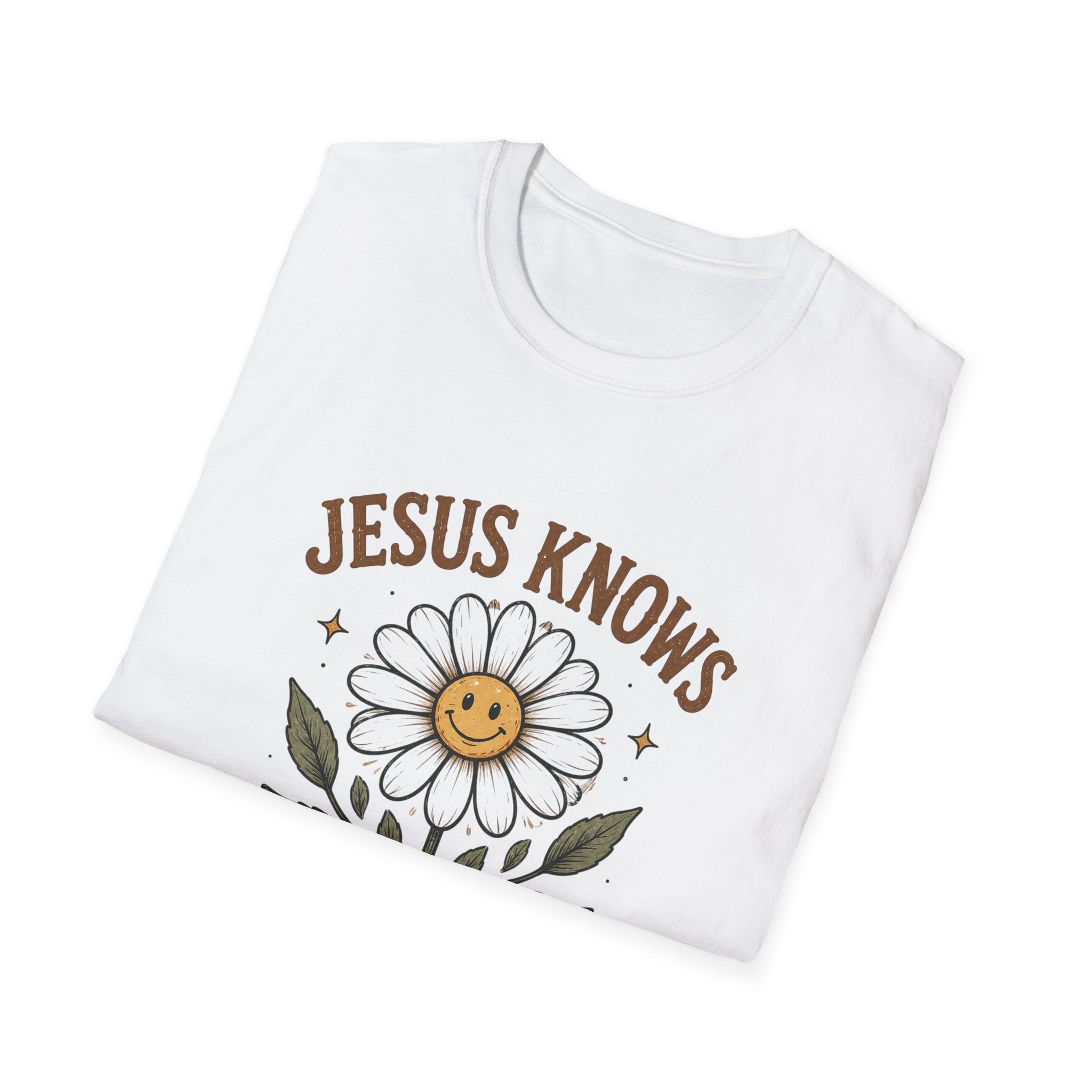T-Shirt — "Jesus Knows I’m Trying" Daisy Faith Tee
