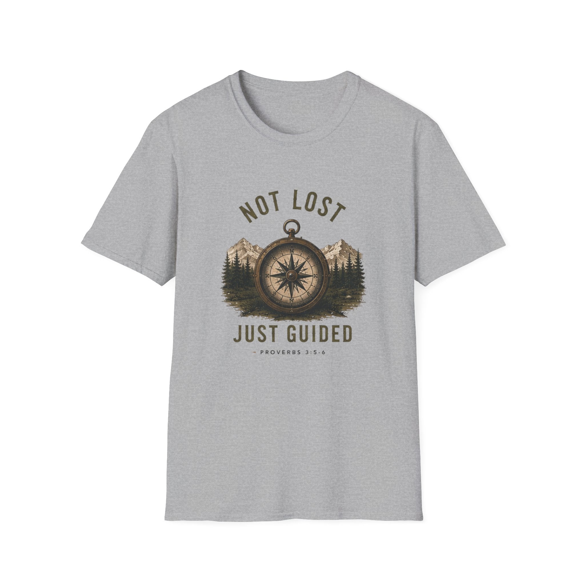 Not Lost Just Guided Compass T-Shirt — Adventure Mountain Faith Graphic Tee