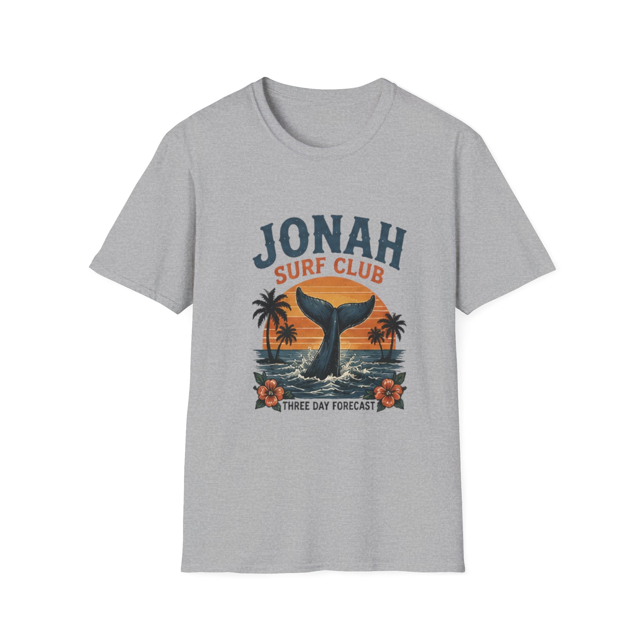 Jonah Surf Club T-Shirt — Vintage Whale Tail Sunset Surf Tee