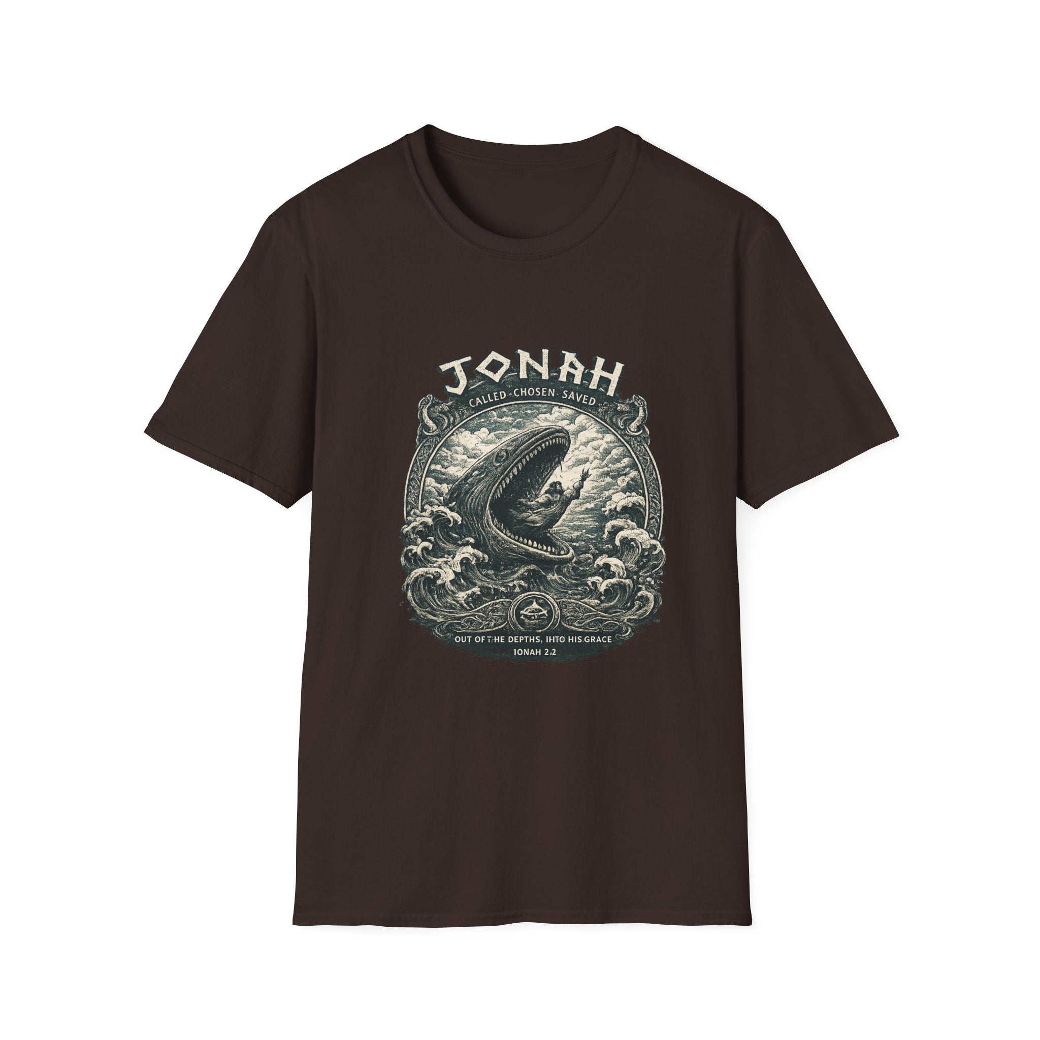 Jonah Whale Graphic T-Shirt — "He Is Greater" Nautical Christian Shirt