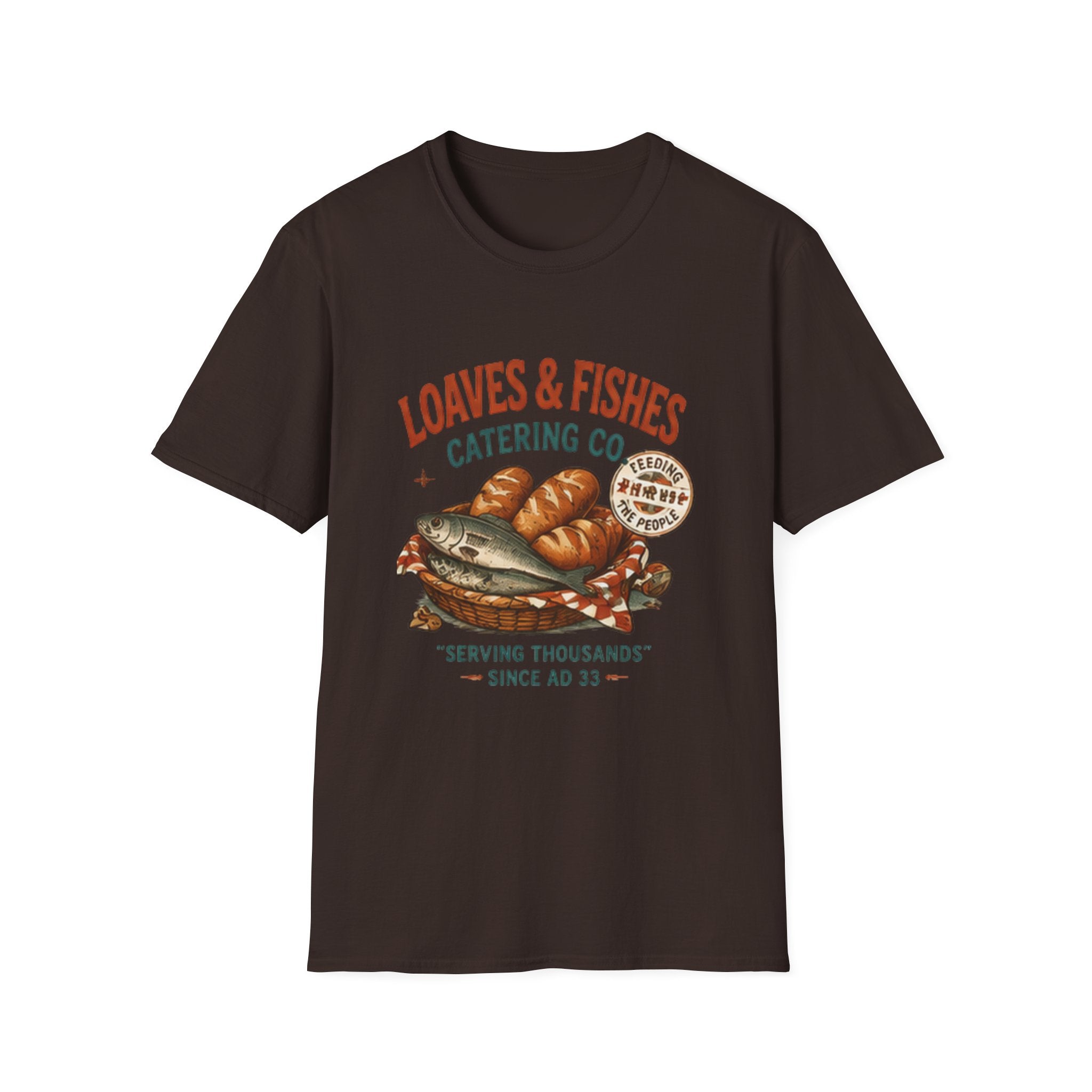 T-Shirt — Loaves & Fishes Vintage Catering Co. Graphic Tee (Serving Thousands Since AD 33)