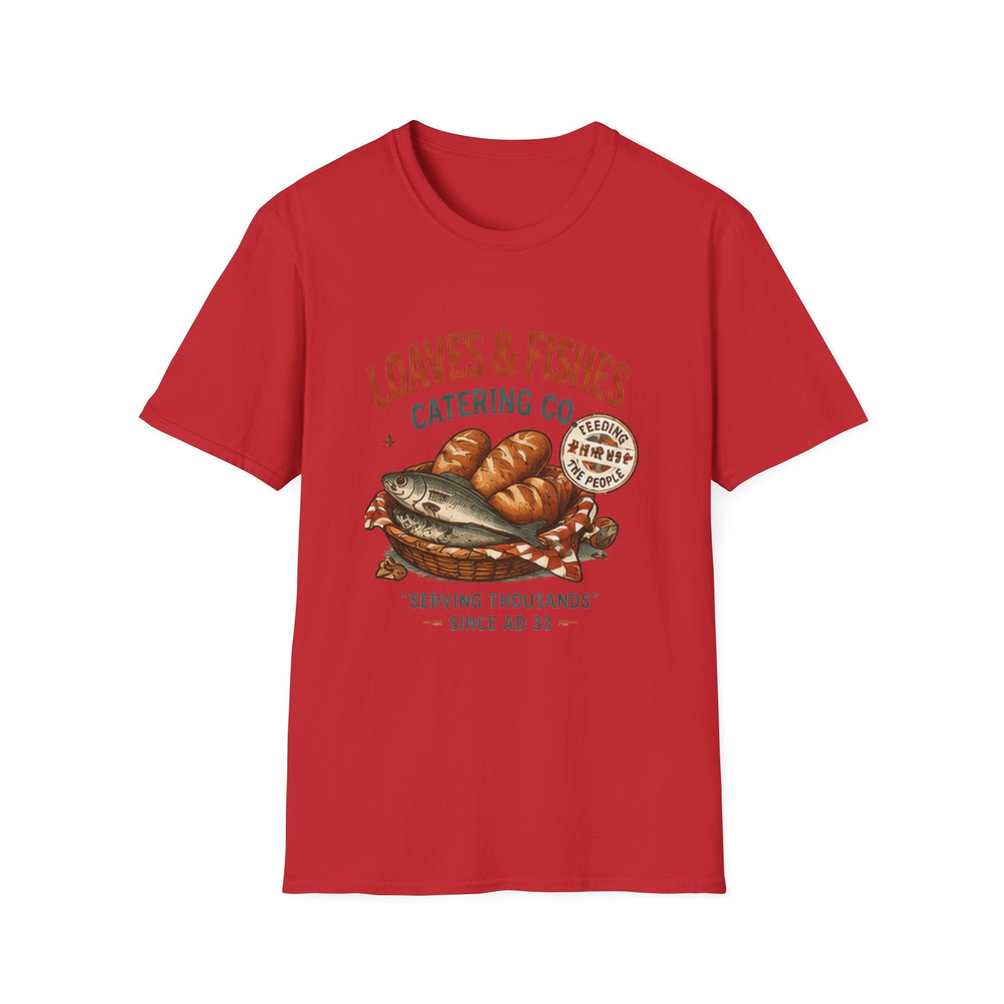 T-Shirt — Loaves & Fishes Vintage Catering Co. Graphic Tee (Serving Thousands Since AD 33)