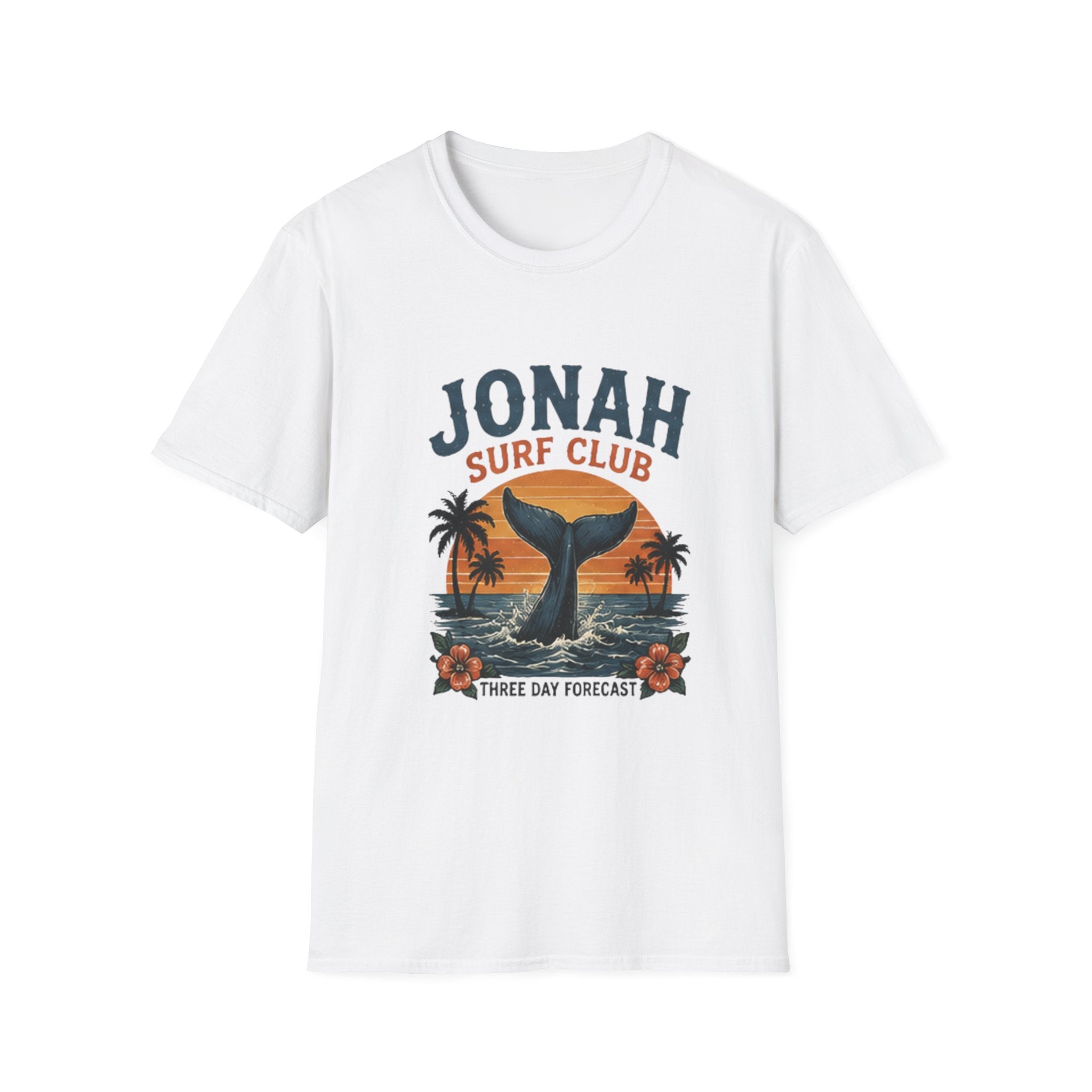 Jonah Surf Club T-Shirt — Vintage Whale Tail Sunset Surf Tee